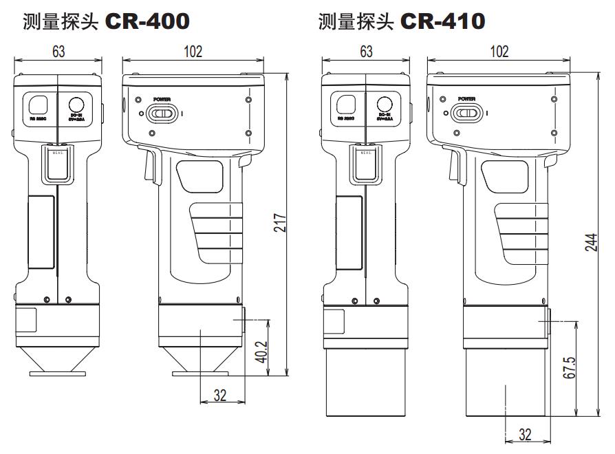 CR-400/410色彩色差計(jì)尺寸說(shuō)明