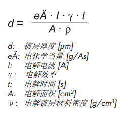 通過庫侖法電解腐蝕確定鍍層厚度的公式
